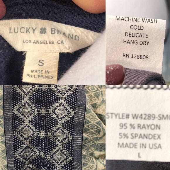 Lucky Brand Aztec Style Blue / Green Top - Picture 2 of 8